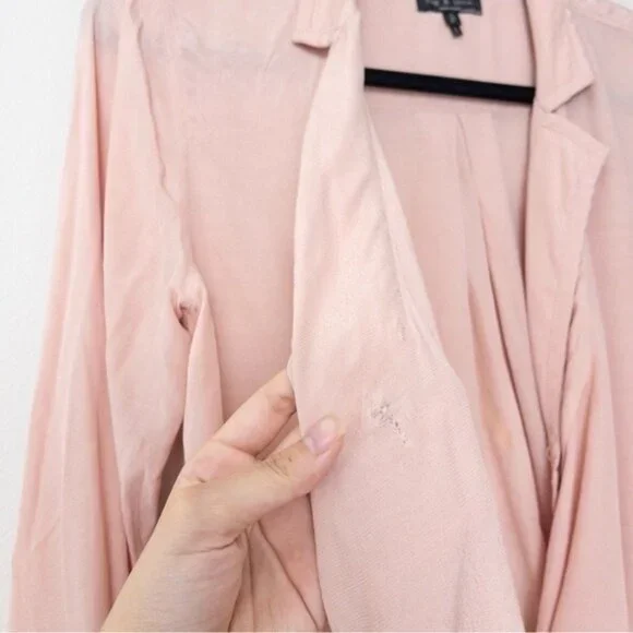 rag & bone Dean Drape Front Blouse Shirt S Dusty Rose Twist Faux Wrap - Picture 9 of 13